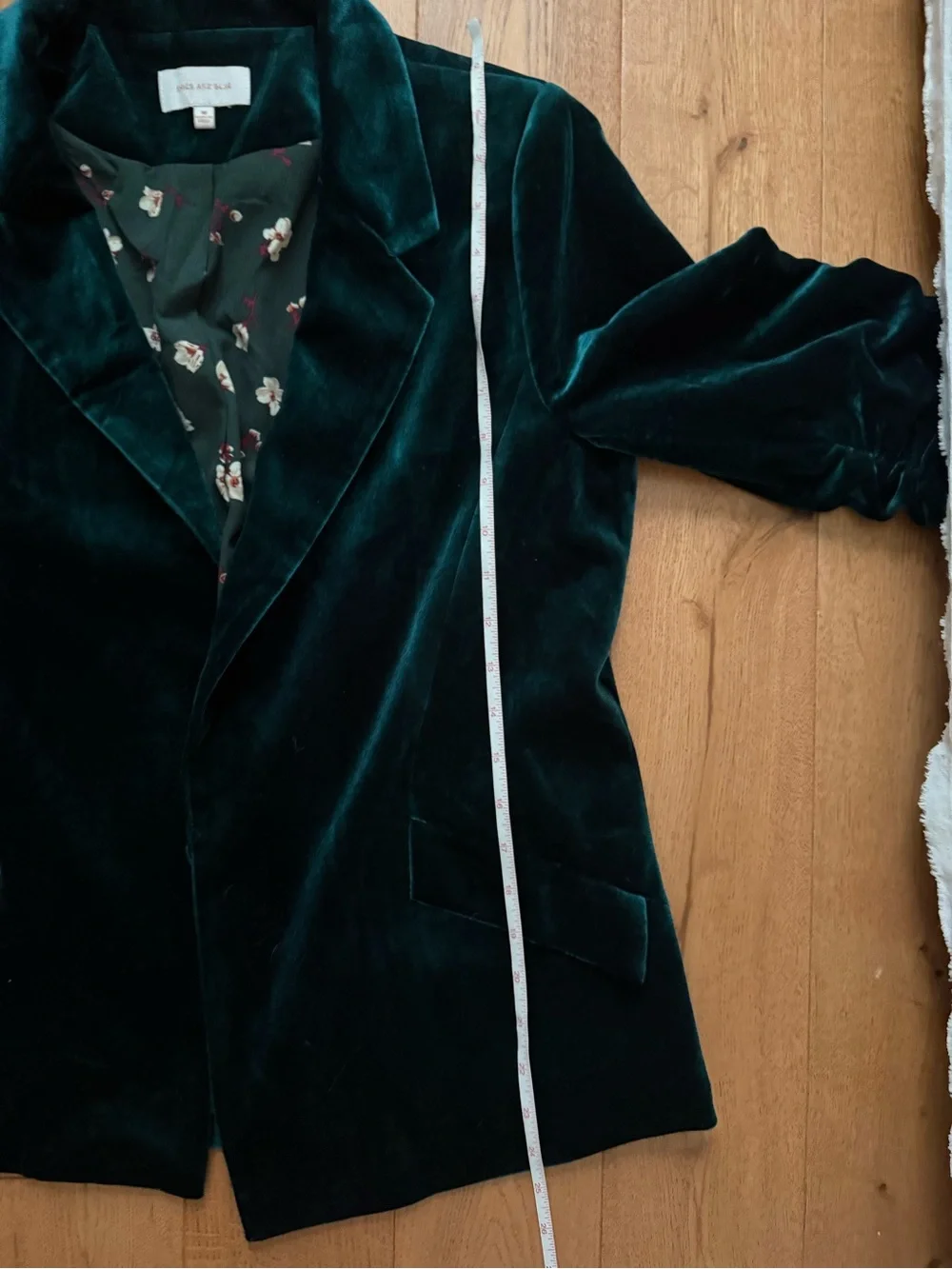 Skies Are Blue Velvet Blazer Jacket in Deep Green - Picture 11 of 12